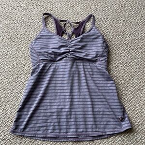 Prana women’s Striped Purple Tank Top built in bra medium yoga